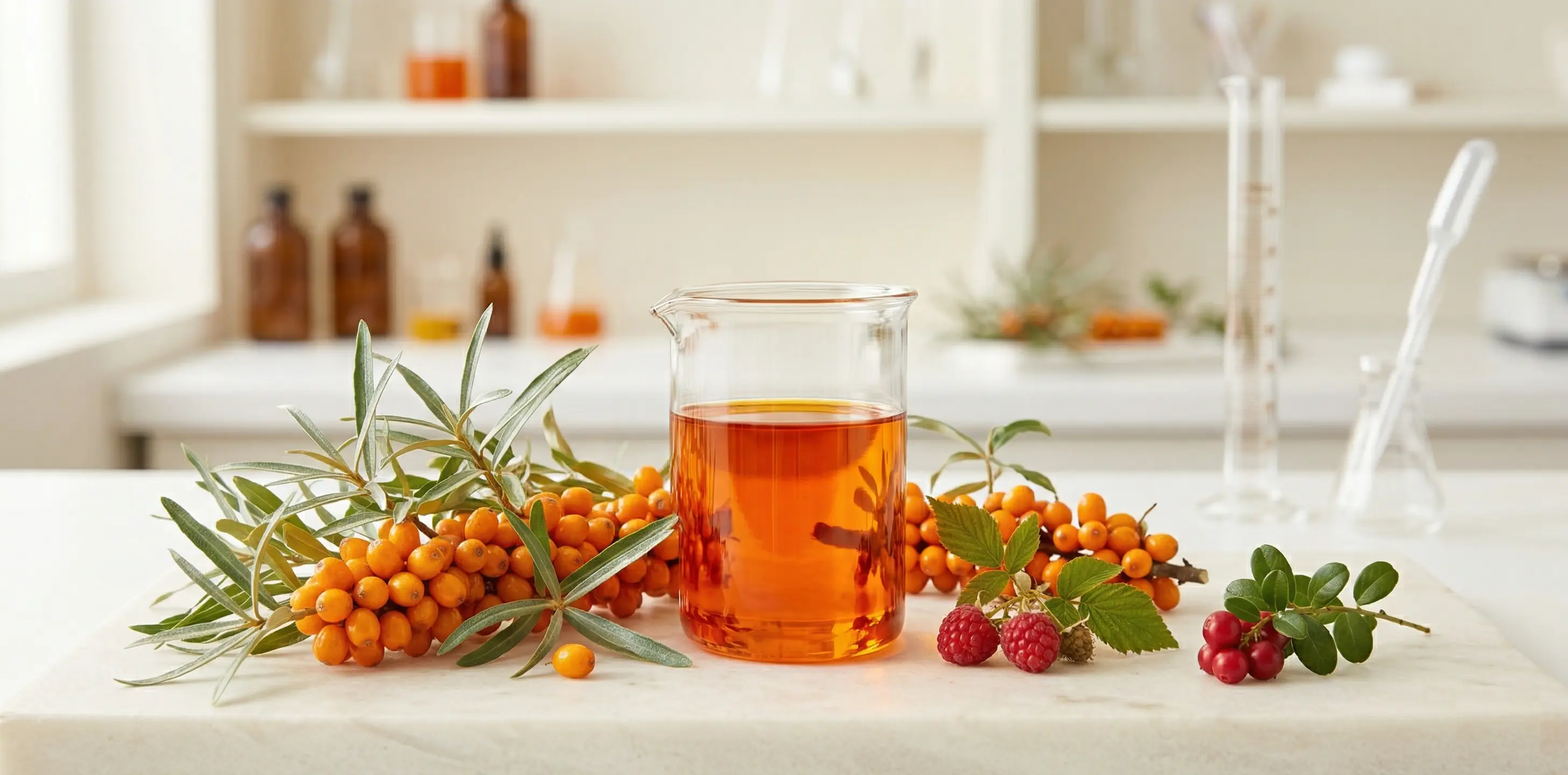 Siberian botanical CO2 extracts — sea buckthorn, raspberry, lingonberry